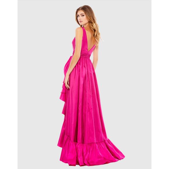 Mac Duggal 67835 Magenta Pink Taffeta Hi-Low Ruffle Cocktail Prom Gown Size 4 - Picture 2 of 7